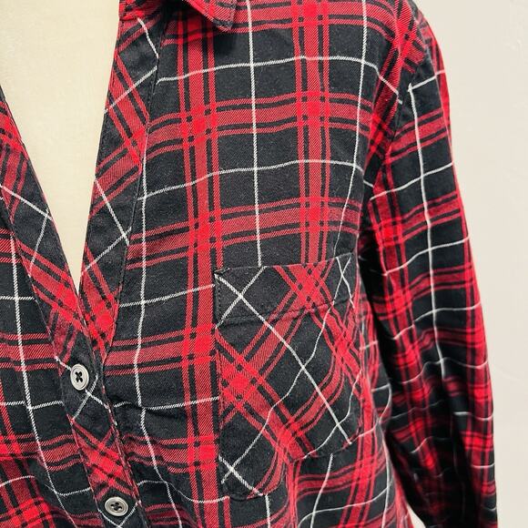 J. Jill Shirt Women’s Med Petite Plaid Red Black Long Sleeve Tunic (A0129) - Picture 2 of 5